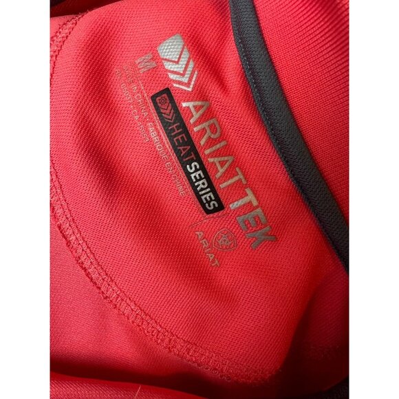 Ariat Tek Mens Polo Shirt Heat Series Medium Short‎ sleeve Orange Cowboy - Picture 2 of 12